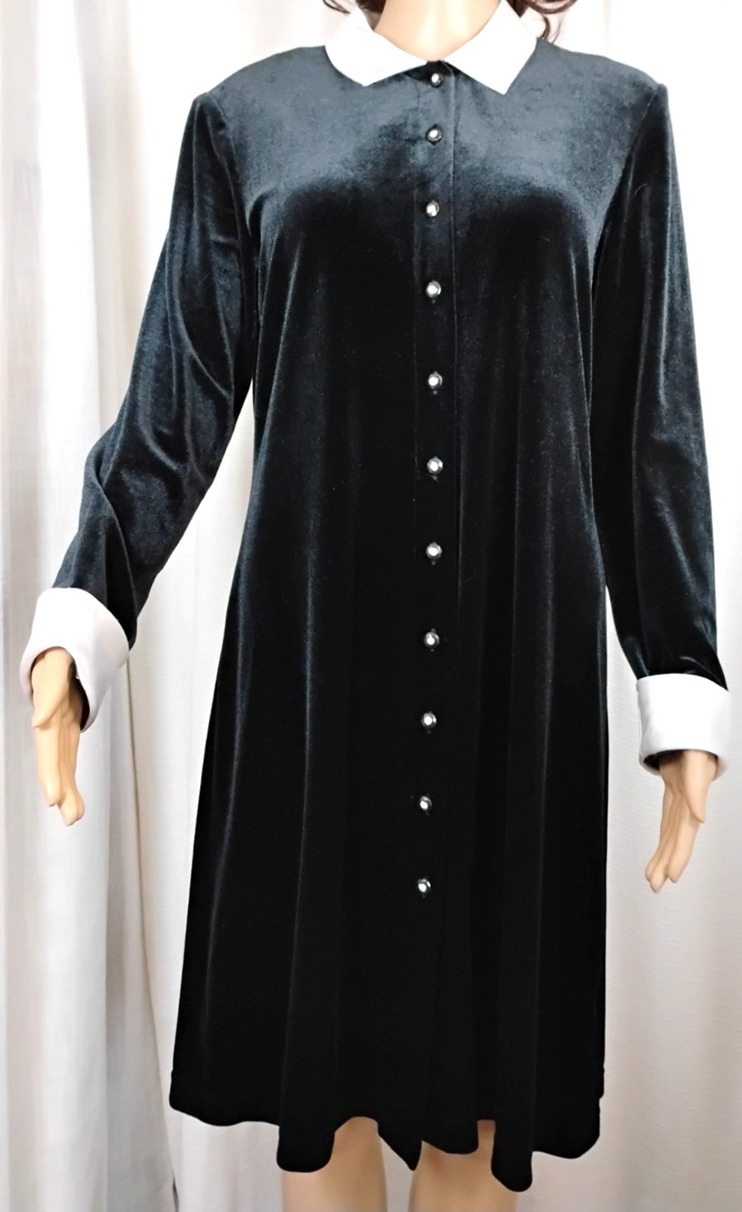 VTG Ronni Nicole Wendy Velvet Shirt Dress Button Down Gothic Dark Academia